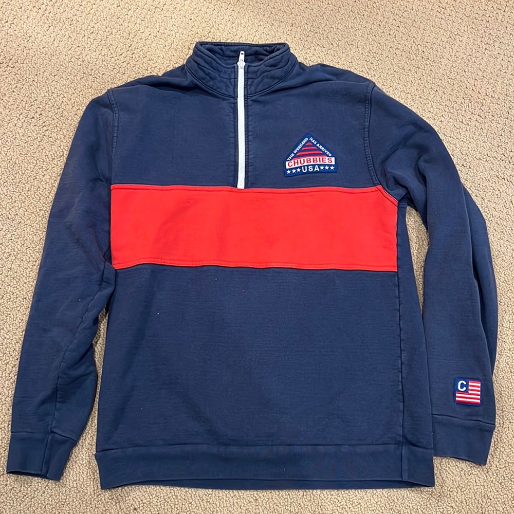 Chubbies navy/red 1/4 zip